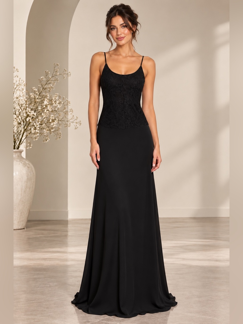 SHEIN Black Lace Open Back Maxi Dress Women’s M / US 6